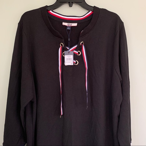 Tommy Hilfiger Plus Size Long Sleeve Lace Up Dress - Picture 5 of 12